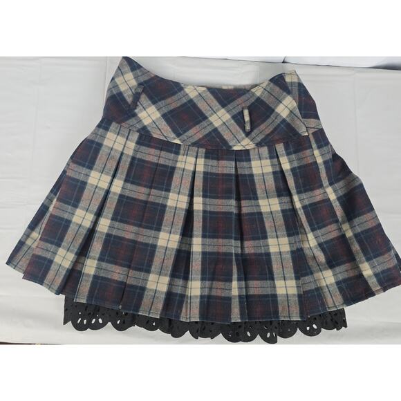 Y2K Plaid Pleated Micro Mini Skirt XS Academia Preppy School Girl Goth ChouYatou - Picture 1 of 5